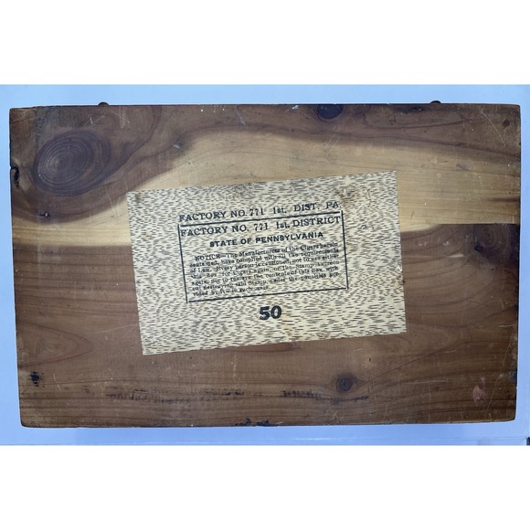Antique c.1900 Wooden Cigar Box Repurposed as Keepsake Box, Factory No. 771 PA - Picture 4 of 14